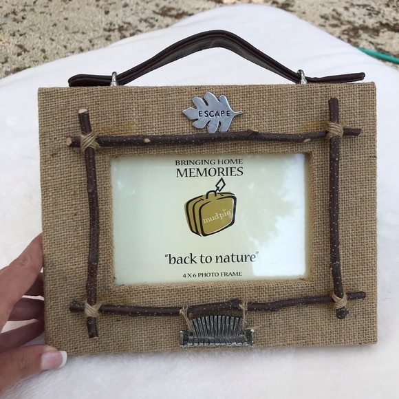 NWT MUD PIE / 4x6 Burlap "Back to Nature" Picture Frame - Picture 3 of 6